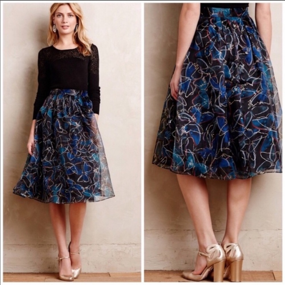 Anthropologie - Organza midi-skirt, Monarch blue🦋